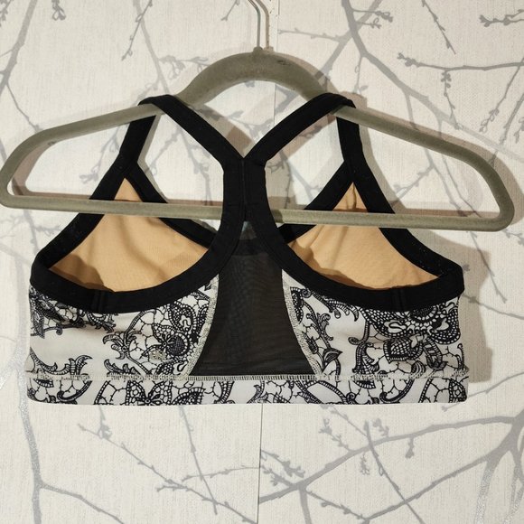 Lululemon White & Black Floral Print Racerback Bra - Picture 2 of 4